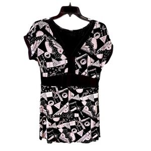 Wolff Fording Dance Halloween Sparkled Black & Silver Top Tunic Costume Large